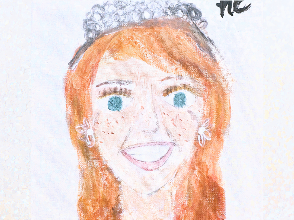 Portrait painting of red head girl by millennial